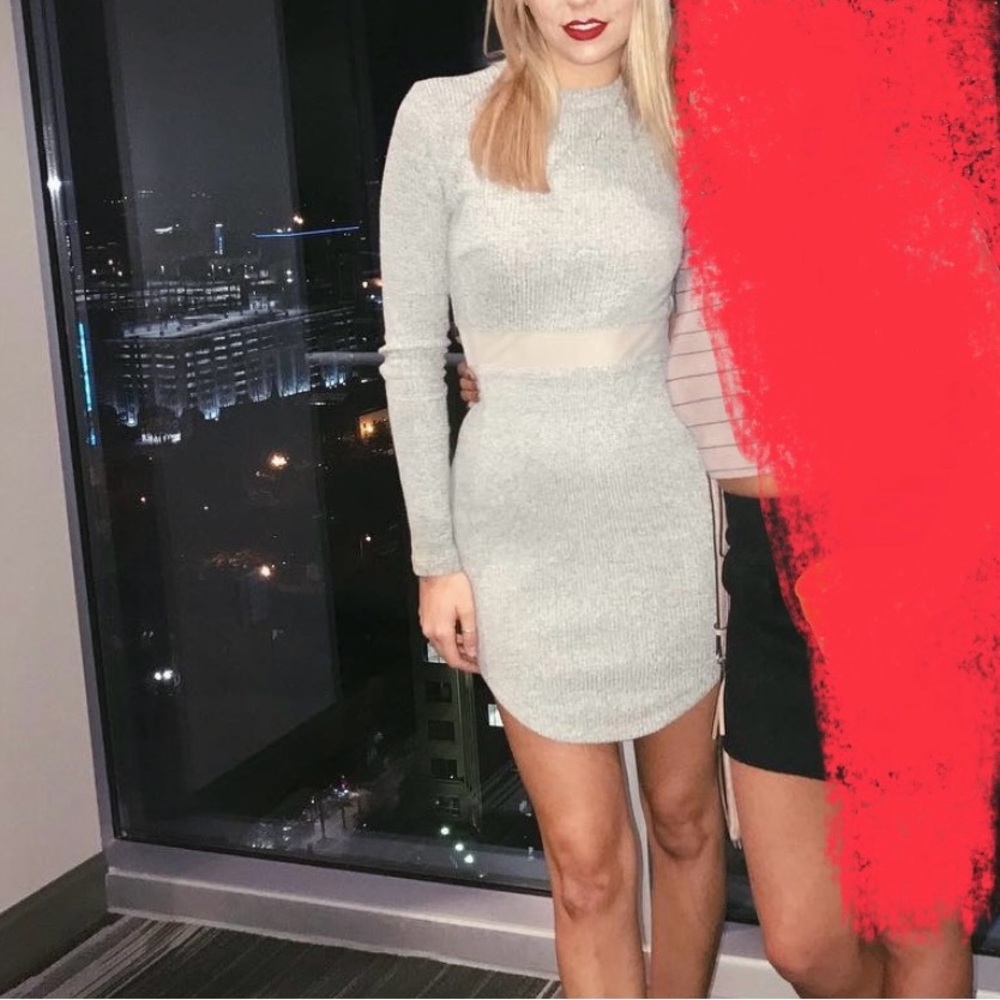 Long Sleeve Grey Knit Dress Size Medium